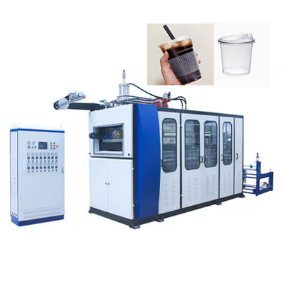 İkinci el bardak ve kase kapağı şekillendirme tam otomatik termoforming makinesi yüksek verimlilikli plastik bardak yapma makinesi