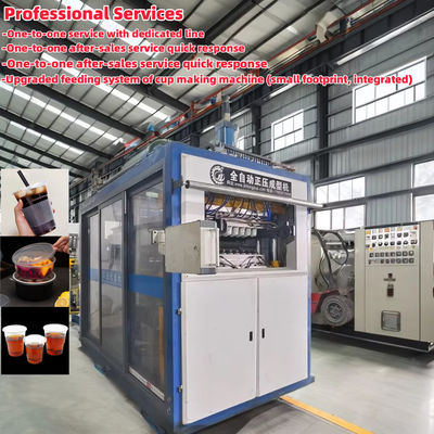 Tamamen Otomatik Tek kullanımlık plastik bardak yapma makinesi 750*430mm PP/PS/PET malzemesi için şekillendirme alanı