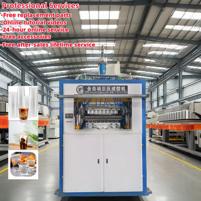 Otomatik Plastik Kupa Termoforming Makinesi PLC Kontrol Düğme Sürüş Sistemi ile