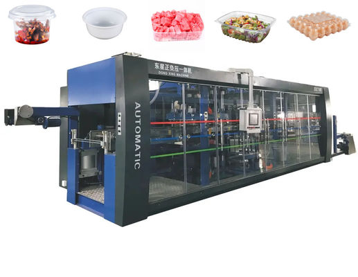Tamamen Otomatik Plastik Tepsiler Termoforming Makinesi Tek kullanımlık plastik kaplar için 710mm Formlama Uzunluğu